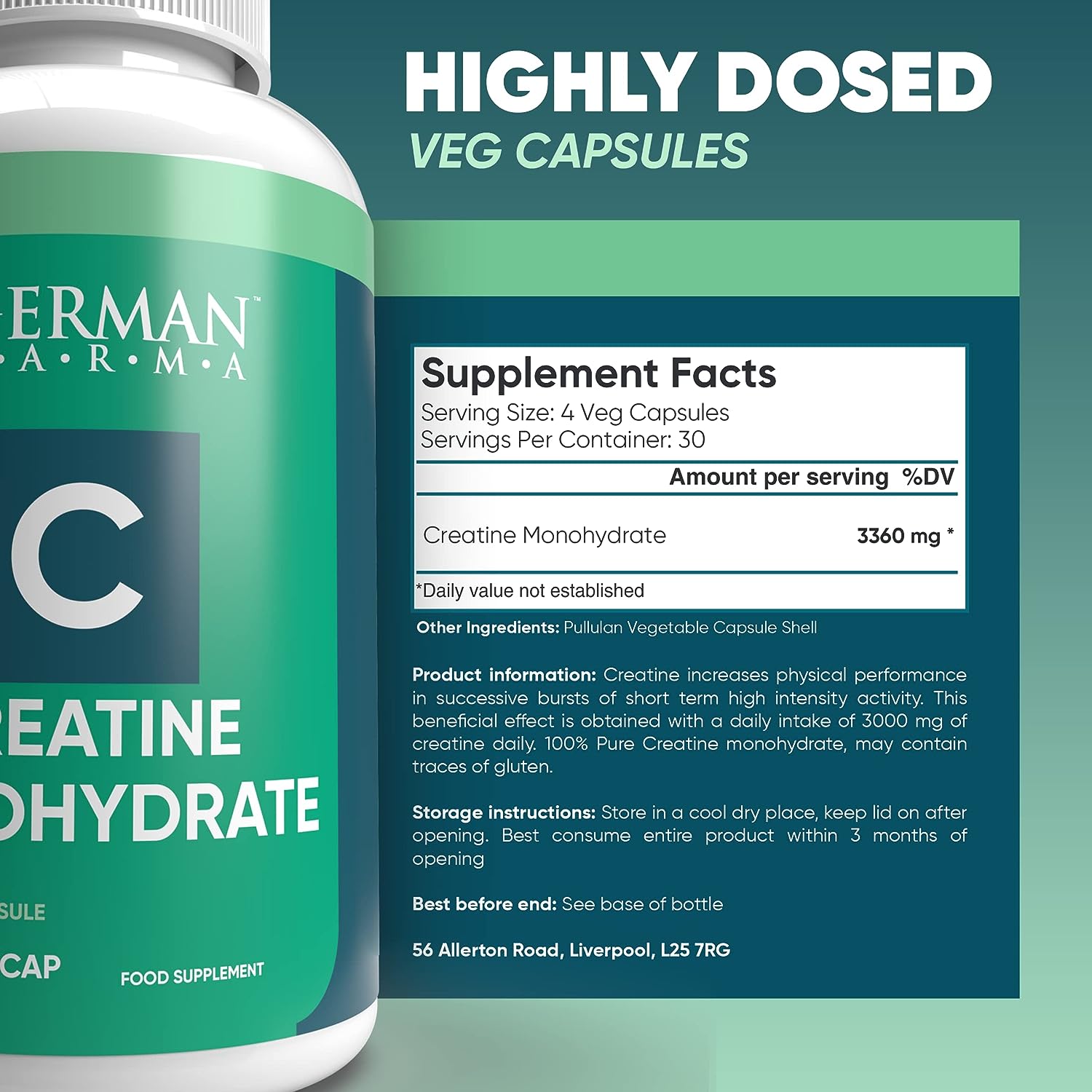 Creatine Monohydrate Capsules - 1 Month Supply