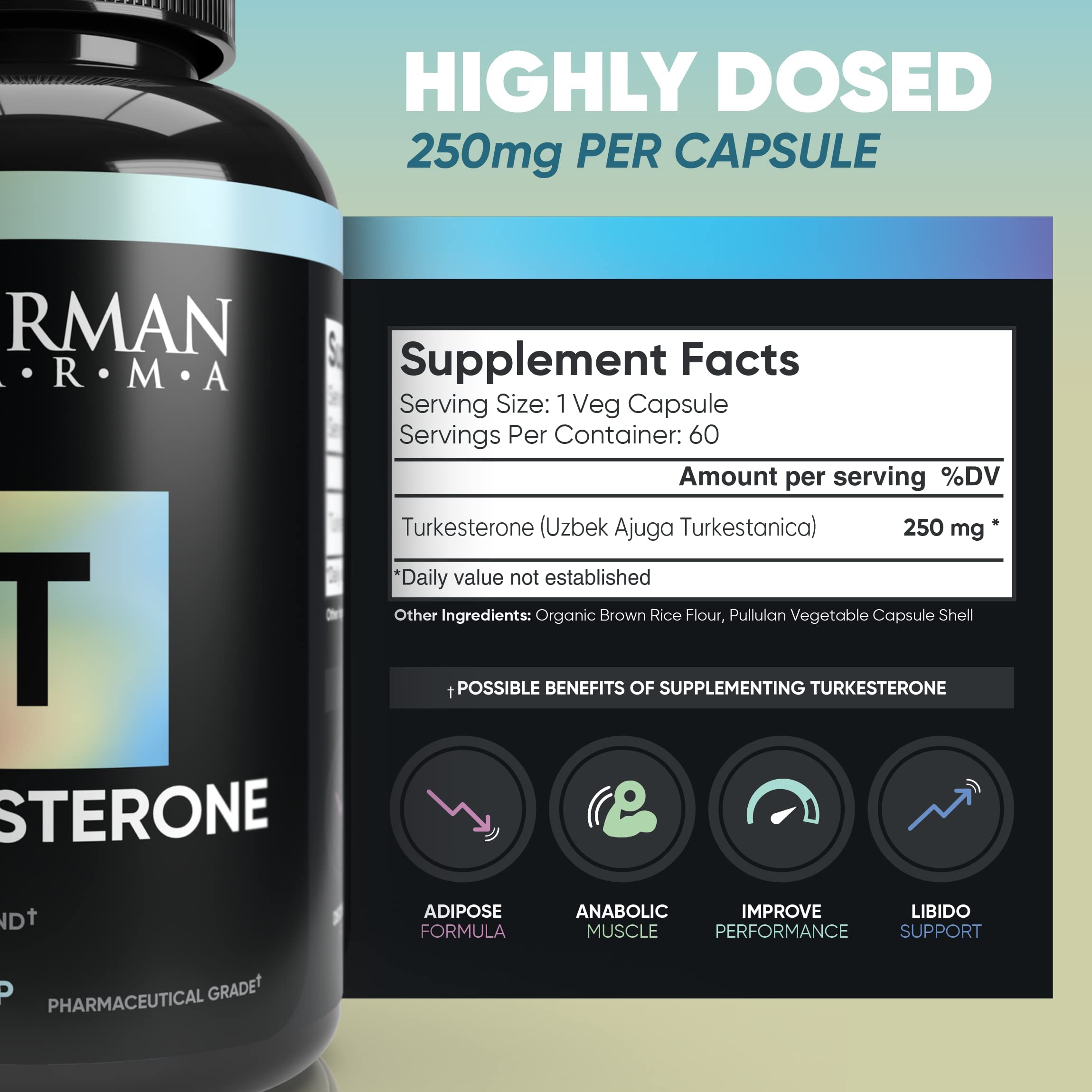 Turkesterone, German Pharma, Increase Strength,   Decrease Fat,  Build Lean Muscle 